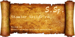 Stamler Szilárd névjegykártya